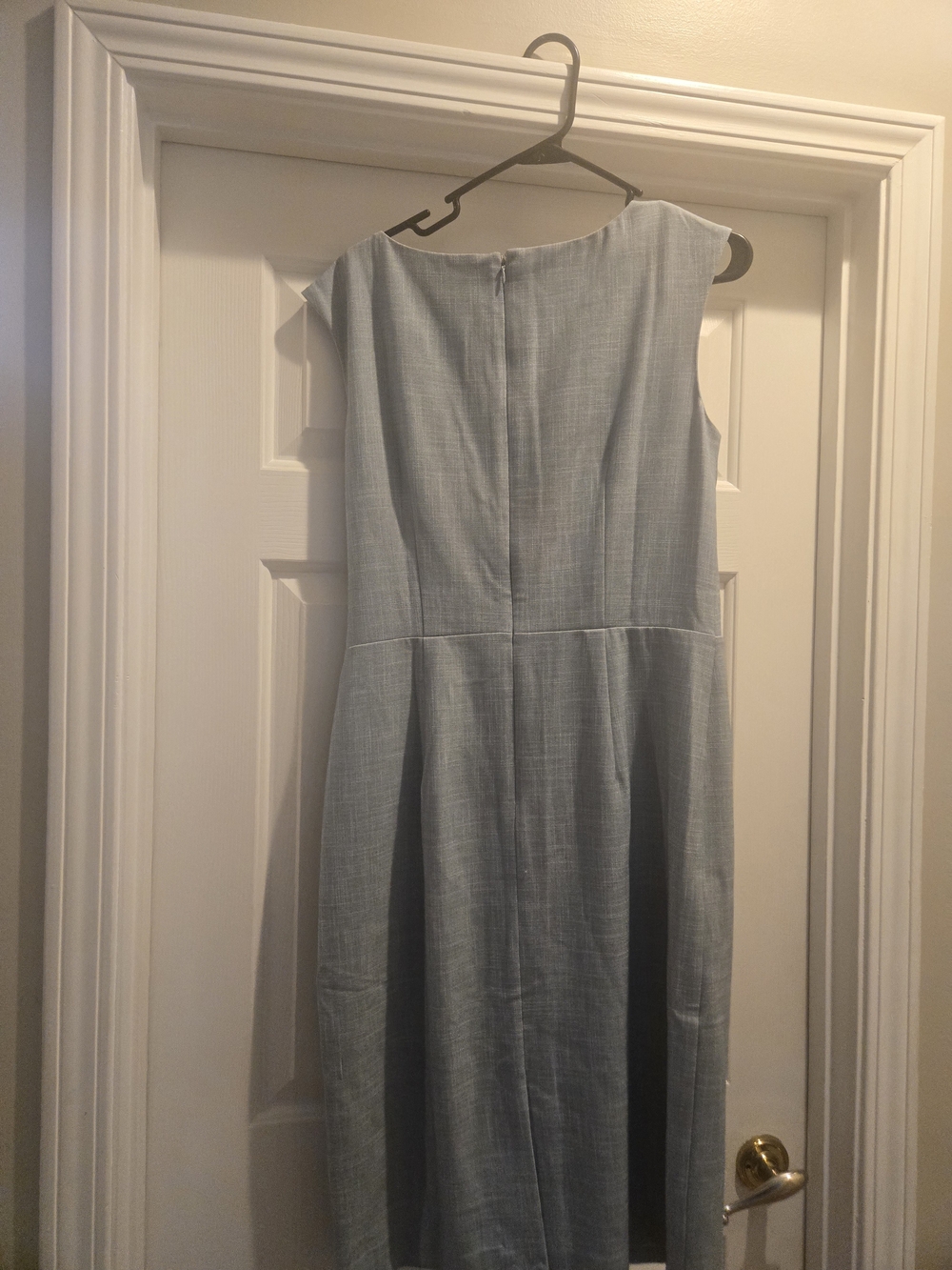 Ann Taylor Sleeveless Dusty Blue Shift Dress with Side Tie - Picture 3 of 4
